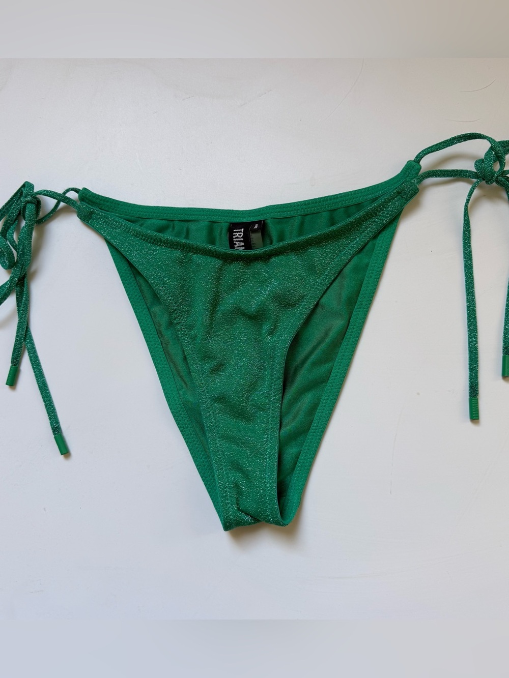 Triangl green bikini bottom glitter sparkle string
